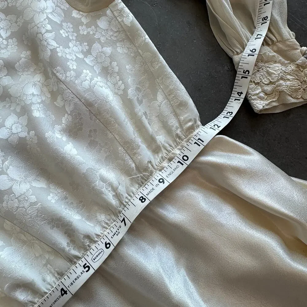 Vintage Y2K Marshall-Rousso Antique White Embroidered Lace Wedding Dress Small - Picture 9 of 10